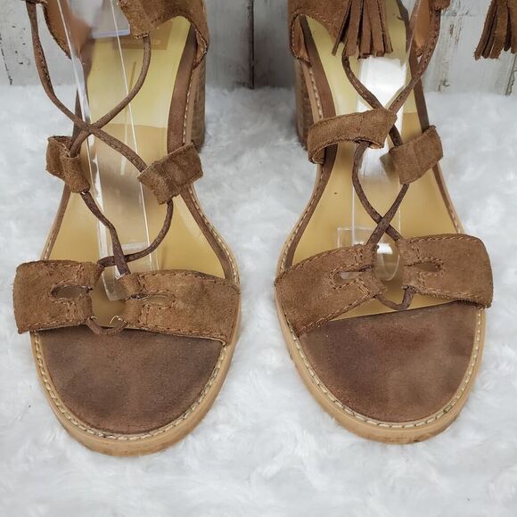 Dolce Vita Lace Block Heel Sandals Brown Size 8.5 - Picture 4 of 11